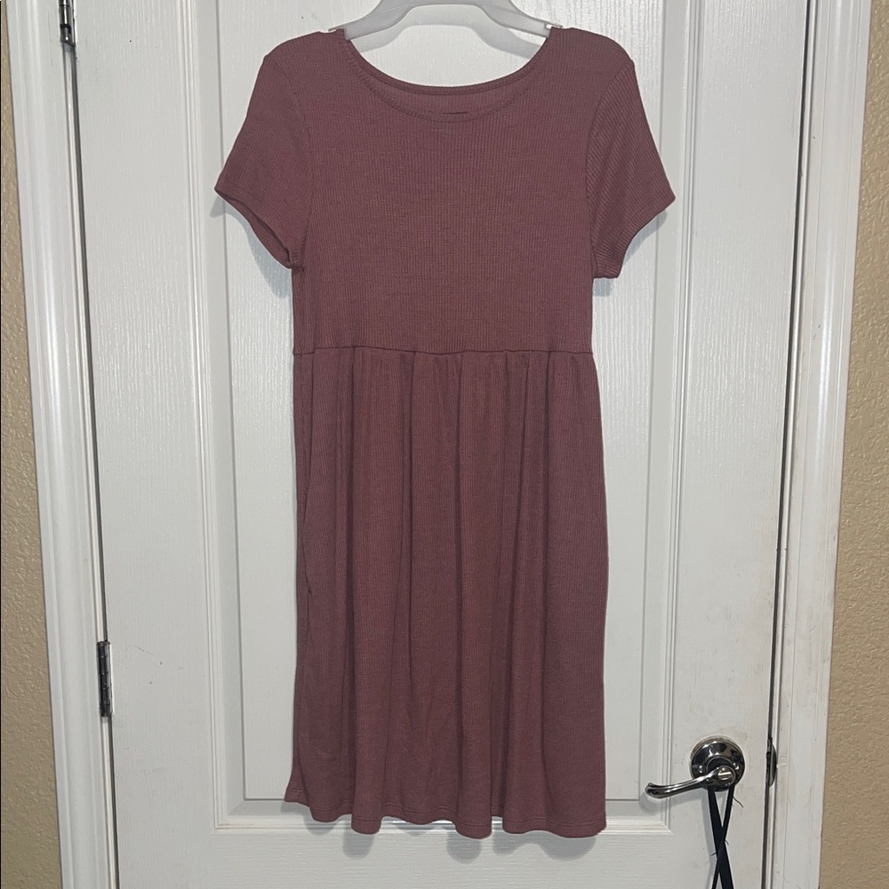 wild fable Short Sleeve Mauve-Rose Midi Babydoll Dress